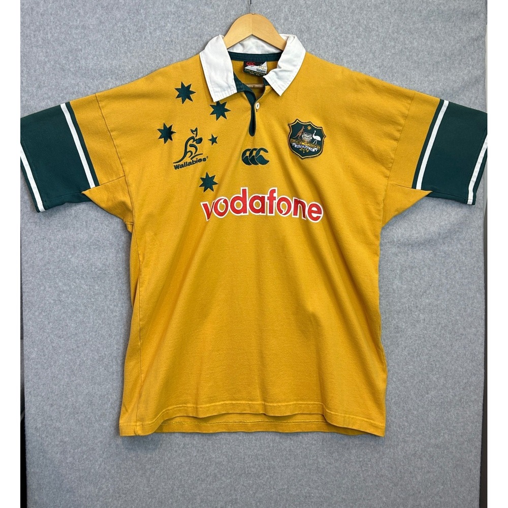 Vintage Canterbury Wallabies Rugby Jersey Yellow Australia Vodafone Mens XXL